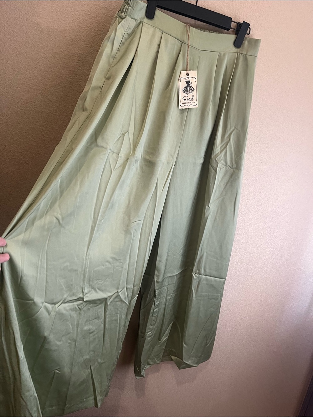 easel Mint Green wide leg pants